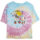 【送料無料】 ライセンス キャラクター レディース Tシャツ トップス Juniors' Rainbow Brite And Twink Dancing Crop Top Tie Dye Graphic Tee Blue Pink Light Yellow(4)