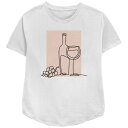 【送料無料】 アンブランデッド レディース Tシャツ トップス Women's Wine Glass Grapes Silhouette Relaxed Fit Graphic Tee White