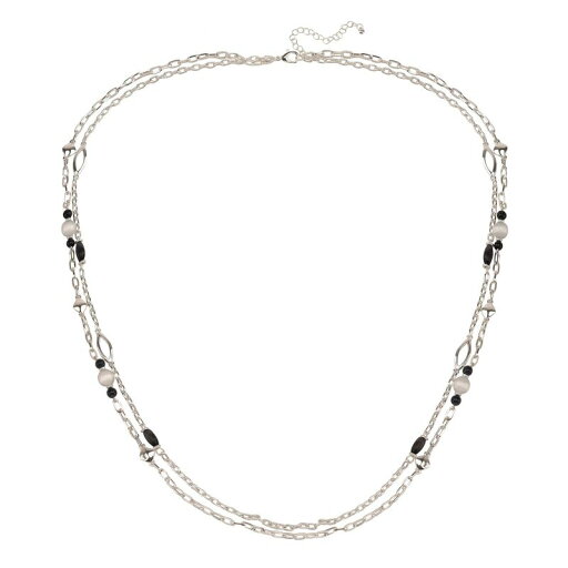 【送料無料】 アンブランデッド レディース ネックレス・チョーカー・ペンダントトップ アクセサリー Silver Tone Double Strand Necklace with Black Bead Accents None 【送料無料】 アンブランデッド レディース ネックレス・チョーカー・ペンダントトップ アクセサリー Silver Tone Double Strand Necklace with Black Bead Accents None
