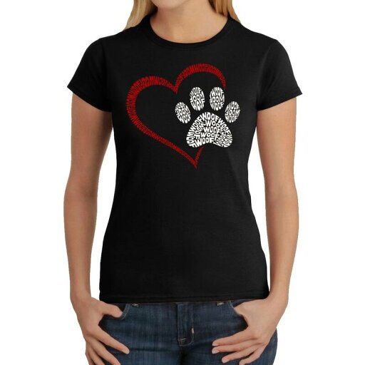 【送料無料】 エルエーポップアート レディース Tシャツ トップス Paw Heart - Women's Word Art T-shirt Black 【送料無料】 エルエーポップアート レディース Tシャツ トップス Paw Heart - Women's Word Art T-shirt Black