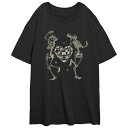 【送料無料】 アンブランデッド レディース Tシャツ トップス Juniors' Skeletons Disco Dancers Oversized Graphic Tee Black(4)