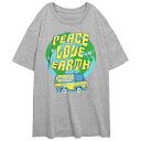 【送料無料】 ライセンス キャラクター レディース Tシャツ トップス Juniors' Scooby-Doo Peace Love Earth Oversize Graphic Tee Athletic Heather(4)