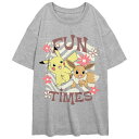 【送料無料】 ライセンス キャラクター レディース Tシャツ トップス Juniors' Pokemon Pikachu And Eevee Fun Times Oversize Graphic Tee Athletic Heather