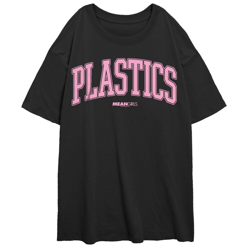 【送料無料】 ライセンス キャラクター レディース Tシャツ トップス Juniors' Mean Girls Plastics Varsity Style Oversized Graphic Tee Black(4)