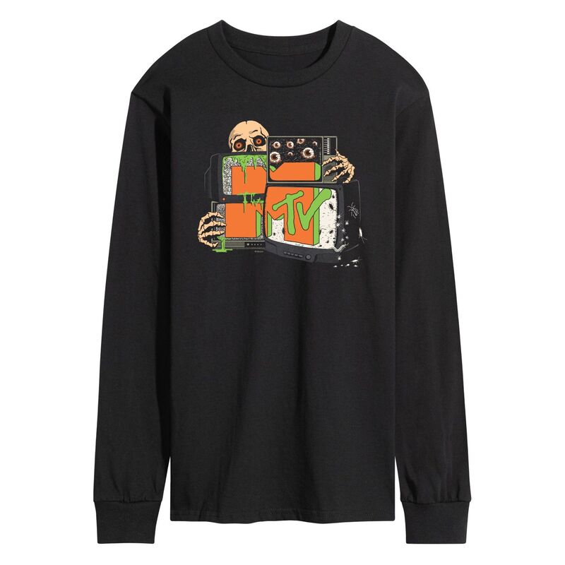 楽天ReVida 楽天市場店【送料無料】 ライセンス キャラクター メンズ Tシャツ トップス Men's MTV Static TV Long Sleeve Graphic Tee Black