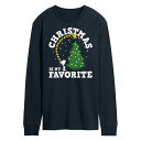 【送料無料】 ライセンス キャラクター メンズ Tシャツ トップス Men's Peanuts Christmas Tree Long Sleeve Tee Navy