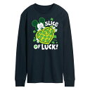 【送料無料】 ディズニー メンズ Tシャツ トップス Disney's Mickey Mouse Men's Slice Of Luck Long Sleeve Graphic Tee Navy(4)