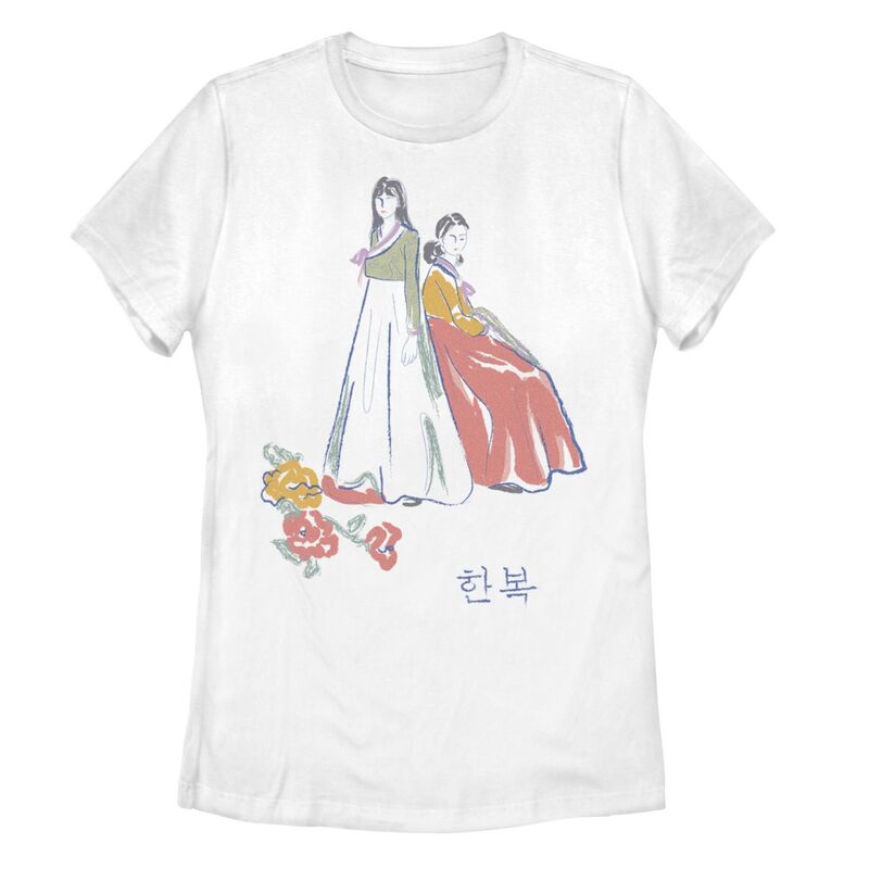 【送料無料】 アンブランデッド レディース Tシャツ トップス Juniors' Hanbok Floral Watecolor Tee White