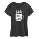 【送料無料】 ライセンス キャラクター レディース Tシャツ トップス Women's Coffee And Camping Graphic Tee Gray