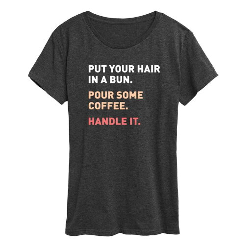 【送料無料】 ライセンス キャラクター レディース Tシャツ トップス Women's Bun Coffee Handle It Graphic Tee Gray 【送料無料】 ライセンス キャラクター レディース Tシャツ トップス Women's Bun Coffee Handle It Graphic Tee Gray
