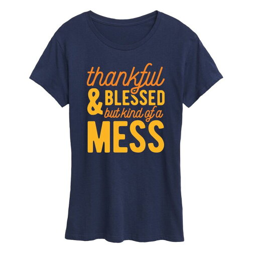 【送料無料】 ライセンス キャラクター レディース Tシャツ トップス Women's Thankful And Blessed Graphic Tee Navy 【送料無料】 ライセンス キャラクター レディース Tシャツ トップス Women's Thankful And Blessed Graphic Tee Navy