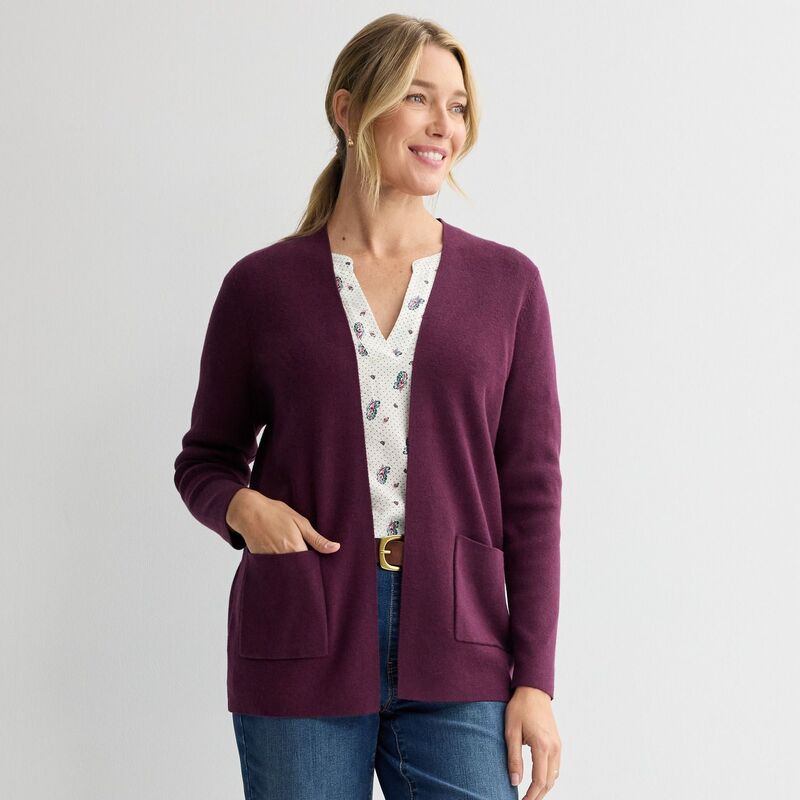 クロフト＆バロー レディース アウター ニット・セーター カーディガン Women's Croft & Barrow Polished Open Front Sweater Cardigan Mediumerlot Heather ヘザー