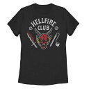 【送料無料】 ライセンス キャラクター レディース Tシャツ トップス Juniors' Stranger Things Hellfire Club Mace And Dagger Graphic Tee Black(4)