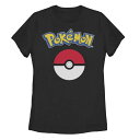 【送料無料】 ライセンス キャラクター レディース Tシャツ トップス Juniors' Pokemon Classic Pokeball Logo Graphic Tee Black