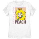 【送料無料】 ライセンス キャラクター レディース Tシャツ トップス Juniors' Super Mario Bros Princess Peach Frame Portrait Graphic Tee White(4)