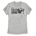 【送料無料】 ディズニー レディース Tシャツ トップス Disney's Mickey Mouse Juniors' Boo Graphic Tee Athletic Heather(4)