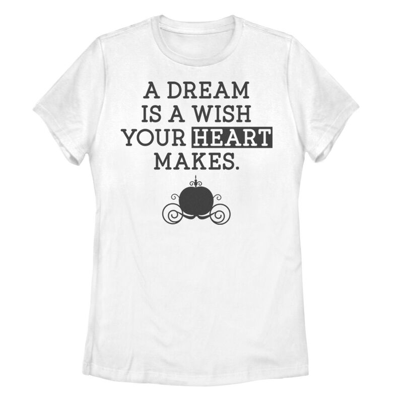【送料無料】 ライセンス キャラクター レディース Tシャツ トップス Juniors' Disney's Cinderella Dream Quote Carriage Graphic Tee White
