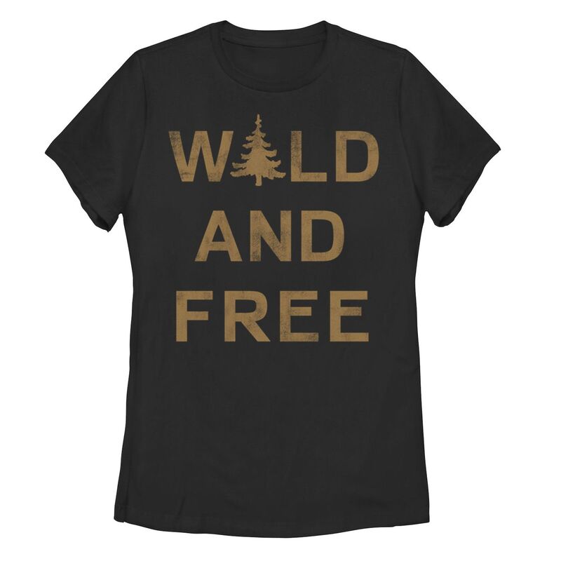 【送料無料】 ライセンス キャラクター レディース Tシャツ トップス Juniors' Trendy "Wild And Free" Bold Text Tee Black