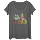 【送料無料】 ライセンス キャラクター レディース Tシャツ トップス Disney's Princesses Juniors' Mermaid Friends Graphic Tee Charcoal|詳細画像