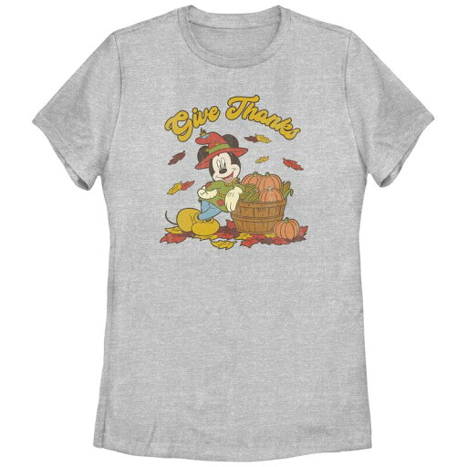 【送料無料】 ディズニー レディース Tシャツ トップス Disney's Mickey Mouse Thankful Vibes Juniors' Graphic Tee Athletic Heather 【送料無料】 ディズニー レディース Tシャツ トップス Disney's Mickey Mouse Thankful Vibes Juniors' Graphic Tee Athletic Heather