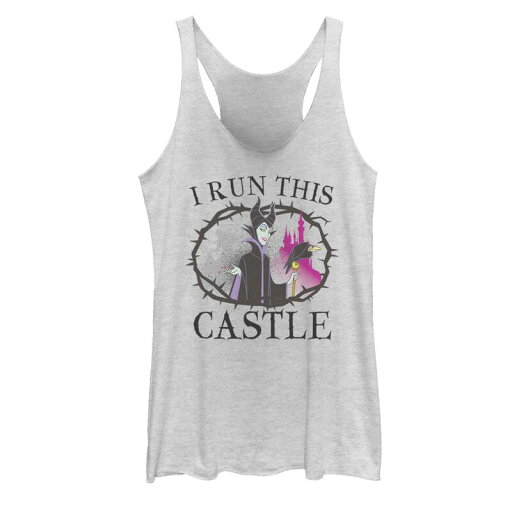 【送料無料】 ライセンス キャラクター レディース Tシャツ トップス Disney Sleeping Beauty Juniors' Maleficent Graphic Tank Top White Heather 【送料無料】 ライセンス キャラクター レディース Tシャツ トップス Disney Sleeping Beauty Juniors' Maleficent Graphic Tank Top White Heather