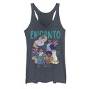 【送料無料】 ライセンス キャラクター レディース Tシャツ トップス Disney's Encanto Together Group Shot Juniors' Racerback Tank Top Navy Heather