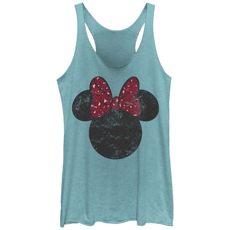 【送料無料】 ライセンス キャラクター レディース Tシャツ トップス Disney's Juniors' Minnie Mouse Silhouette Tri-Blend Racerback Tank Top Tahiti Blue