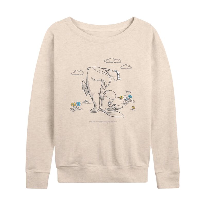 【送料無料】 ディズニー レディース Tシャツ トップス Disney's Winnie the Pooh Eeyore Women's Slouchy Graphic Sweatshirt Beige Khaki