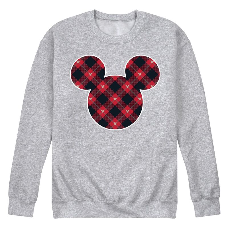 【送料無料】 ライセンス キャラクター メンズ Tシャツ トップス Disney's Men's Mickey Mouse Silhouette Plaid Fill Tee Gray