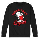 【送料無料】 ライセンス キャラクター メンズ Tシャツ トップス Men's Peanuts Cuter Cupid Fleece Sweatshirt Black
