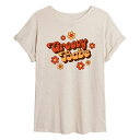 【送料無料】 ライセンス キャラクター レディース Tシャツ トップス Juniors' Groovy Babe Flowy Tee Beige(4)