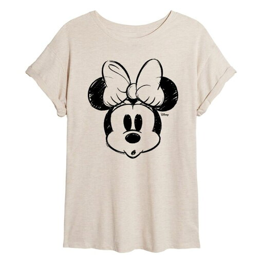 【送料無料】 ディズニー レディース Tシャツ トップス Disney's Minnie Mouse Juniors' Sketch Head Flowy Tee Beige Khaki 【送料無料】 ディズニー レディース Tシャツ トップス Disney's Minnie Mouse Juniors' Sketch Head Flowy Tee Beige Khaki