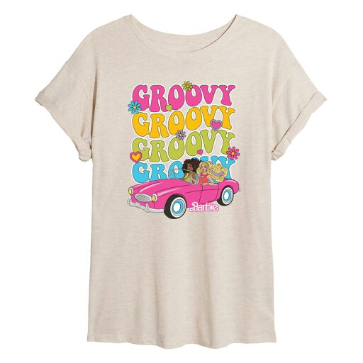 【送料無料】 ライセンス キャラクター レディース Tシャツ トップス Juniors' BarbieR 70s Groovy Flowy Graphic Tee Beige 【送料無料】 ライセンス キャラクター レディース Tシャツ トップス Juniors' BarbieR 70s Groovy Flowy Graphic Tee Beige