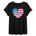 【送料無料】 ライセンス キャラクター レディース Tシャツ トップス Juniors' Barbie USA Heart Oversized Tee Black(4)