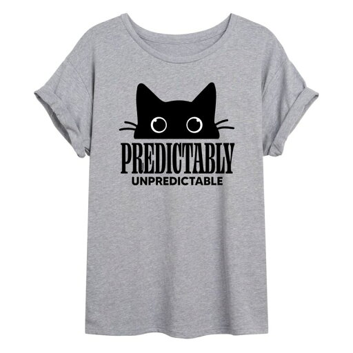 【送料無料】 ライセンス キャラクター レディース Tシャツ トップス Juniors' "Predicatbly Unpredictable" Cat Oversized Graphic Tee Gray 【送料無料】 ライセンス キャラクター レディース Tシャツ トップス Juniors' "Predicatbly Unpredictable" Cat Oversized Graphic Tee Gray