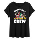 【送料無料】 ディズニー レディース Tシャツ トップス Disney's Mickey Mouse & Friends Juniors' Christmas Crew Oversized Tee Black(4)