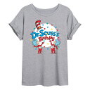 【送料無料】 ライセンス キャラクター レディース Tシャツ トップス Juniors' Dr. Seuss Birthday Flowy Tee Heather Gray|詳細画像