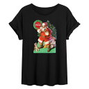 【送料無料】 ライセンス キャラクター レディース Tシャツ トップス Juniors' Coca-Cola Vintage Santa With Dog Flowy Tee Black