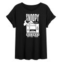 【送料無料】 ライセンス キャラクター レディース Tシャツ トップス Juniors' Peanuts Snoopy Records Flowy Tee Black(4)
