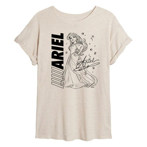 【送料無料】 ディズニー レディース Tシャツ トップス Disney Princess Ariel Juniors' Autograph Flowy Tee Beige 【送料無料】 ディズニー レディース Tシャツ トップス Disney Princess Ariel Juniors' Autograph Flowy Tee Beige