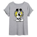 【送料無料】 ディズニー レディース Tシャツ トップス Disney's Mickey Mouse Juniors' Good Times Flowy Tee Heather Gray(4)