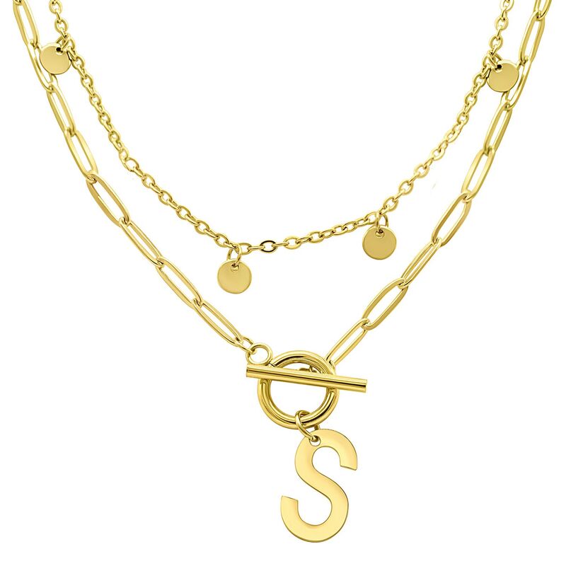 【送料無料】 アドニア レディース ネックレス・チョーカー・ペンダントトップ アクセサリー Adornia 14k Gold Plated Layered Initial Toggle Necklace S