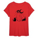 【送料無料】 ライセンス キャラクター レディース Tシャツ トップス Juniors' Ghost and Cats Oversized Tee Red