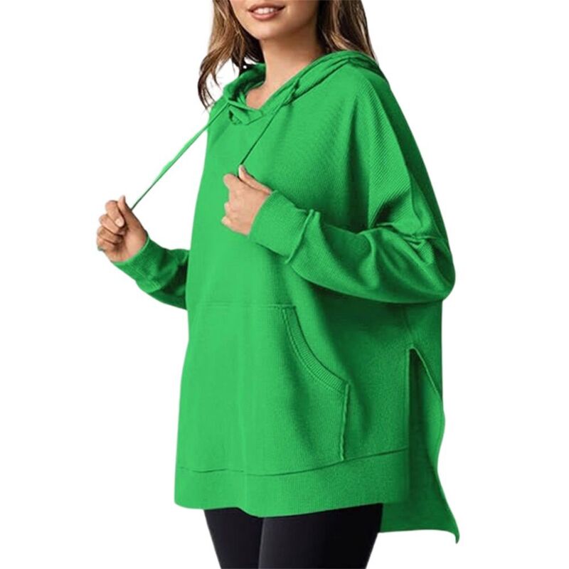 イエスファッション レディース トップス Tシャツ サイドスリット スウェット ニット パーカー Yesfashion Oversized Hoodies for Women Casualong Sleeve Waffle Knit Drawstring Side Slit Pullover Sweatshirts Green グリーン re-vida-25503744 ReVida 楽天市場店 パッケージ画像
