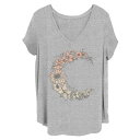 【送料無料】 ライセンス キャラクター レディース Tシャツ トップス Juniors' Plus Size Cresent Moon Floral Graphic Tee Heather Gray(4)