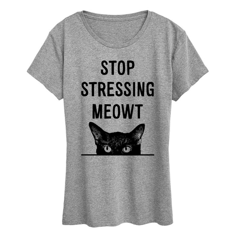 【送料無料】 ライセンス キャラクター レディース Tシャツ トップス Women's Stop Stressing Meowt Graphic Tee Heather Gray