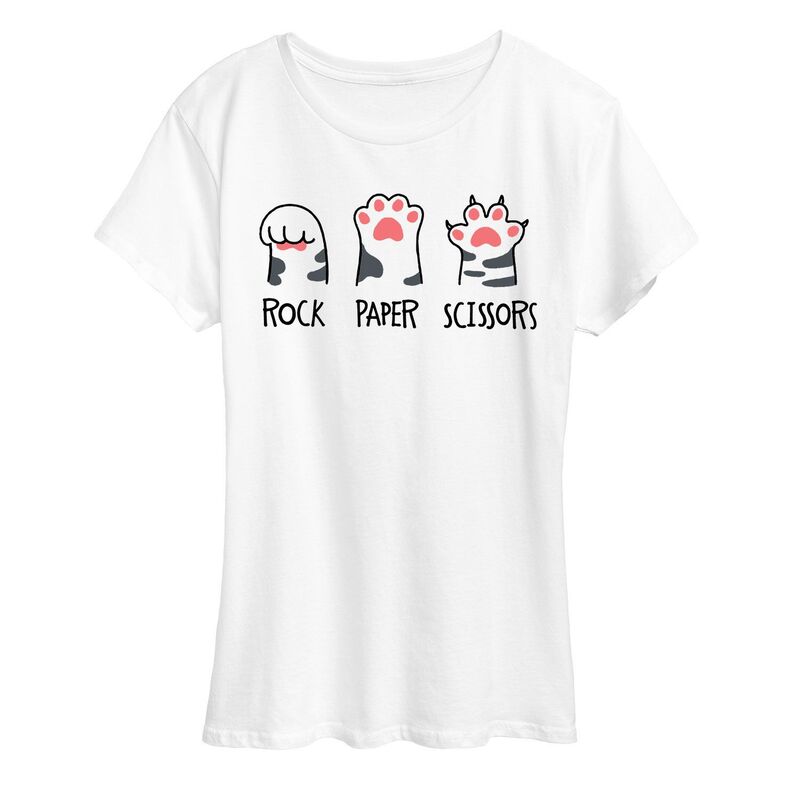 【送料無料】 ライセンス キャラクター レディース Tシャツ トップス Women's Rock Paper Claws Graphic Tee White