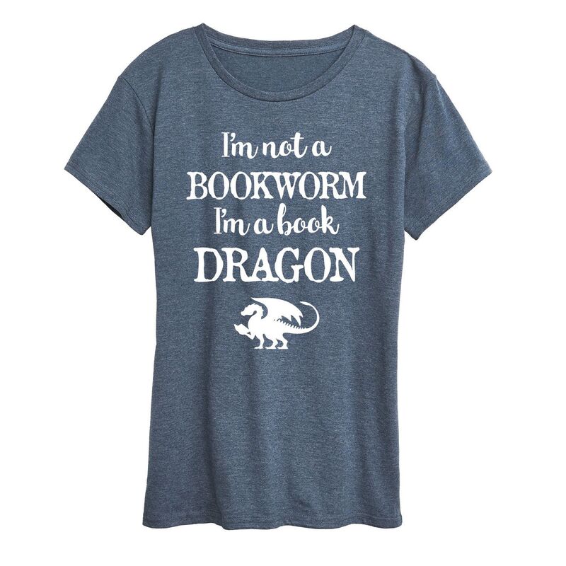 【送料無料】 ライセンス キャラクター レディース Tシャツ トップス Women's I'm A Book Dragon Graphic Tee Heather Blue