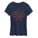 【送料無料】 ライセンス キャラクター レディース Tシャツ トップス Women's Friends Logo With Turkey Graphic Tee Navy