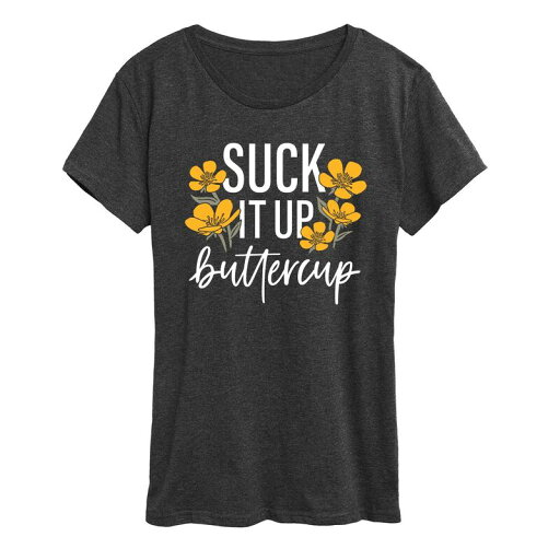【送料無料】 ライセンス キャラクター レディース Tシャツ トップス Women's Suck It Up Buttercup Graphic Tee Heather Charcoal 【送料無料】 ライセンス キャラクター レディース Tシャツ トップス Women's Suck It Up Buttercup Graphic Tee Heather Charcoal